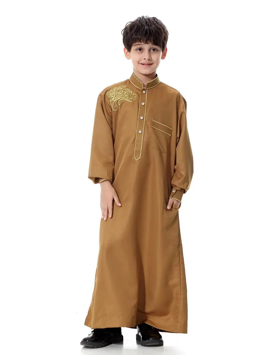 Dubai Arabic Muslim Kids Boy Jubba Thobe Turkish Robe Ramadan Islamic Clothing Kaftan Abaya Prayer Garment Dress Thoub Djellaba