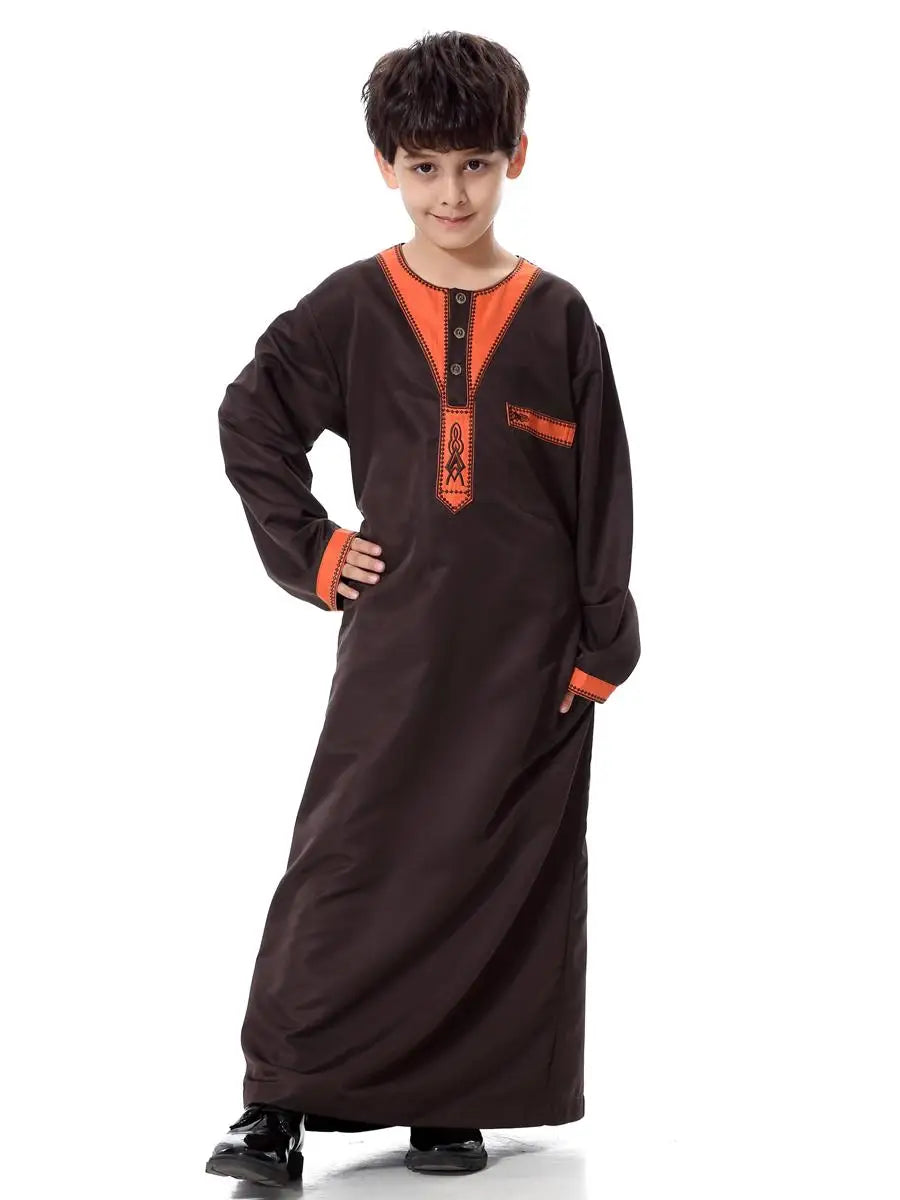 Child Muslim Kids Clothing Middle East Abaya Jubba Thobe Boy Long Dress Muslim Robe Traditional Kaftan Caftan Dishdasha Ramadan