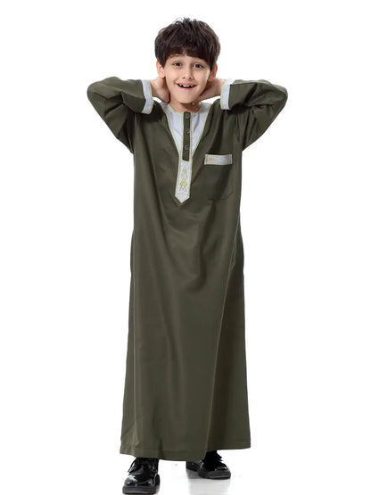 Child Muslim Kids Clothing Middle East Abaya Jubba Thobe Boy Long Dress Muslim Robe Traditional Kaftan Caftan Dishdasha Ramadan