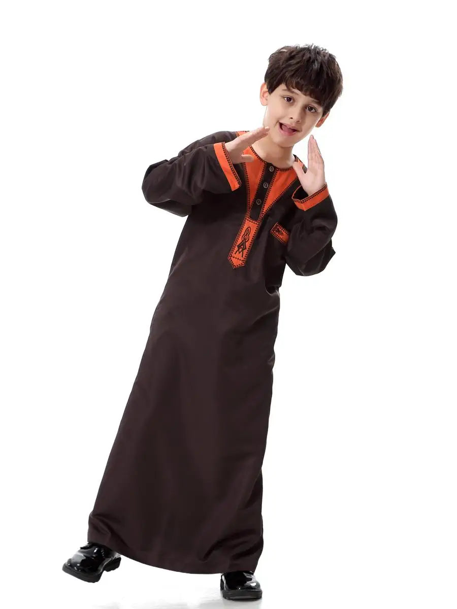 Child Muslim Kids Clothing Middle East Abaya Jubba Thobe Boy Long Dress Muslim Robe Traditional Kaftan Caftan Dishdasha Ramadan