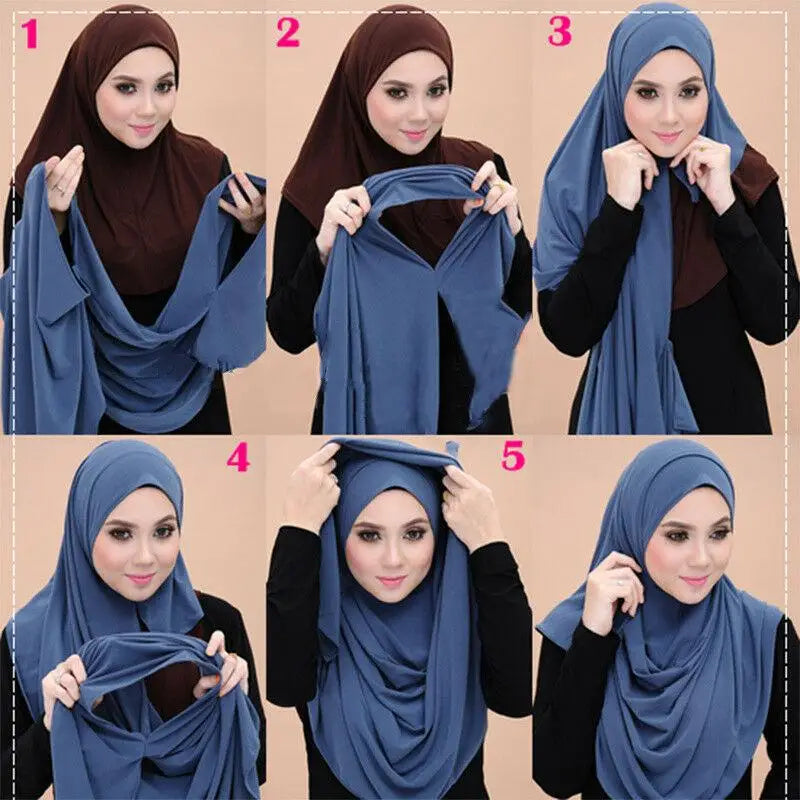 Double Loop Instant Hijab Scarf Jersey Sports Women Muslim Shawl Islamic Headscarf Easy To Wear Femme Musulman Turban Headband