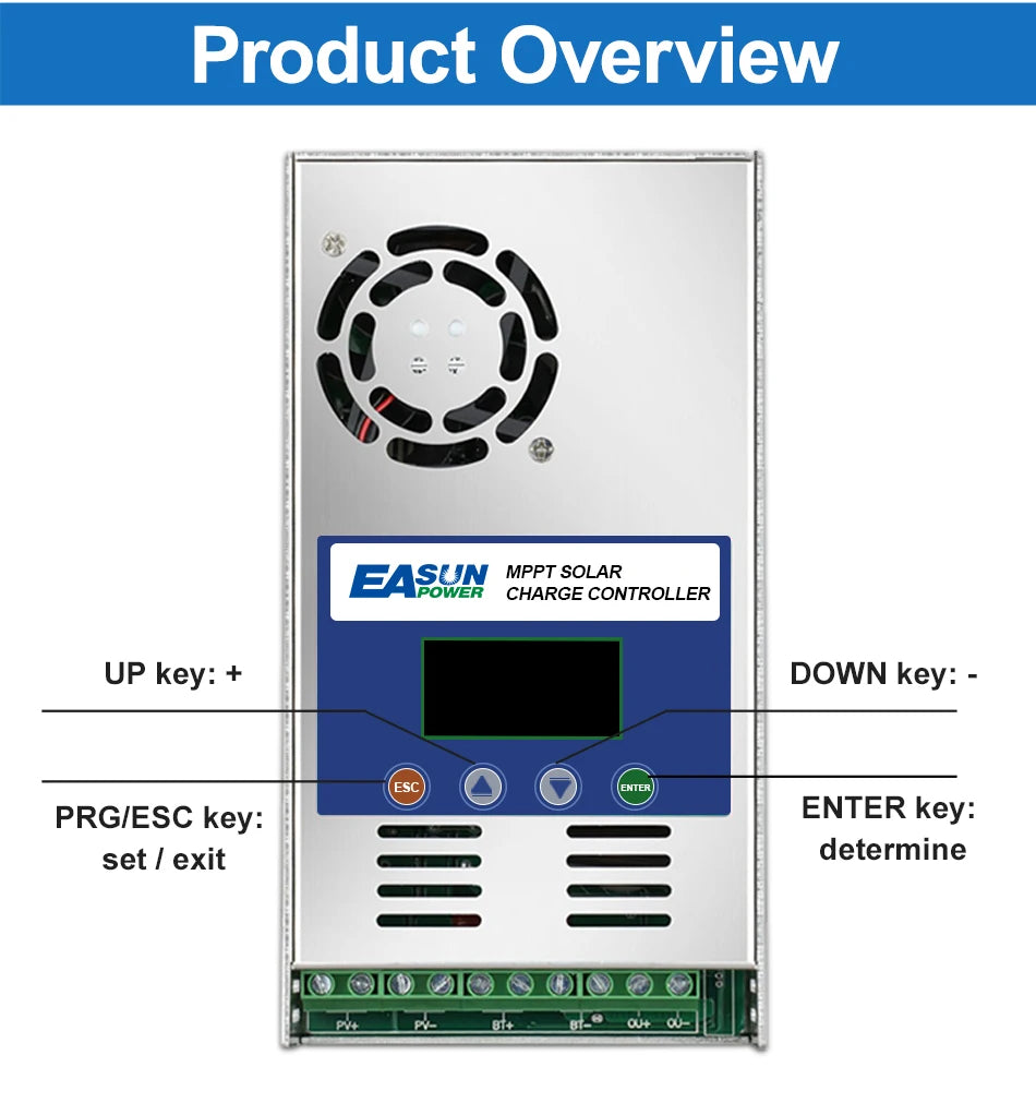 EASUN POWER 60A MPPT Solar Charge and Discharge Controller 12V 24V 36V 48VAuto for Max PV 190VDC Lead Acid Lithium Battery