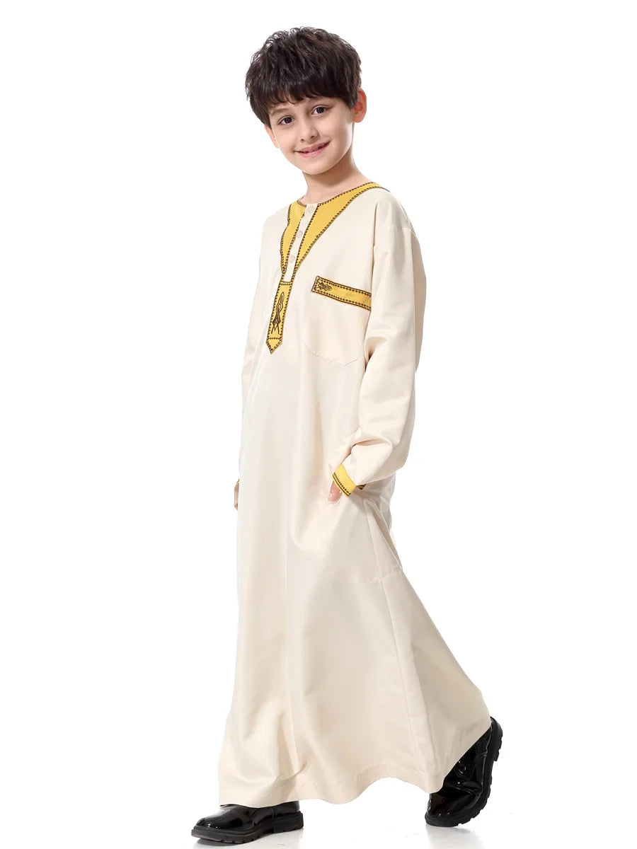 Eid Muslim Kids Abaya Jubba Thobe Dress Kimono Boy Thobe Thawb Caftan for Children Ramadan Long Robes Dress Dubai Arab 2025