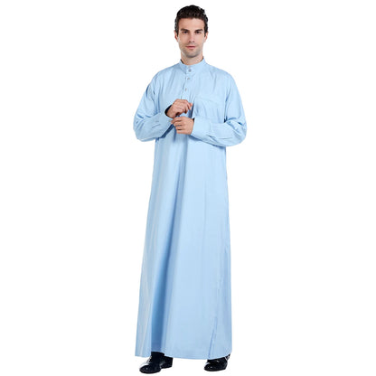 Mens Robe Long Sleeve Saudi Abaya Arabic Thobe Jubba Thoub Dubai Daffah Kaftan Middle East Islam Thawb Jubba Muslim Dress Caftan