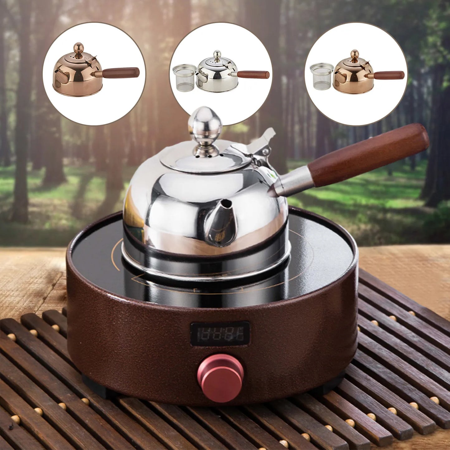 304 Stainless Steel Gongfu Tea Kettle With Induction Cooker Flat Bottom Pot Is Suitable For Brewing Hot Coffee Tea