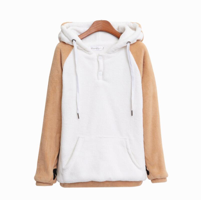 Harajuku Japanese Kawaii Hoodies Women Sweatshirts With Ears Cute Doge Muco Winter Plush Lovely Muco ! Anime Hooded Hoodie