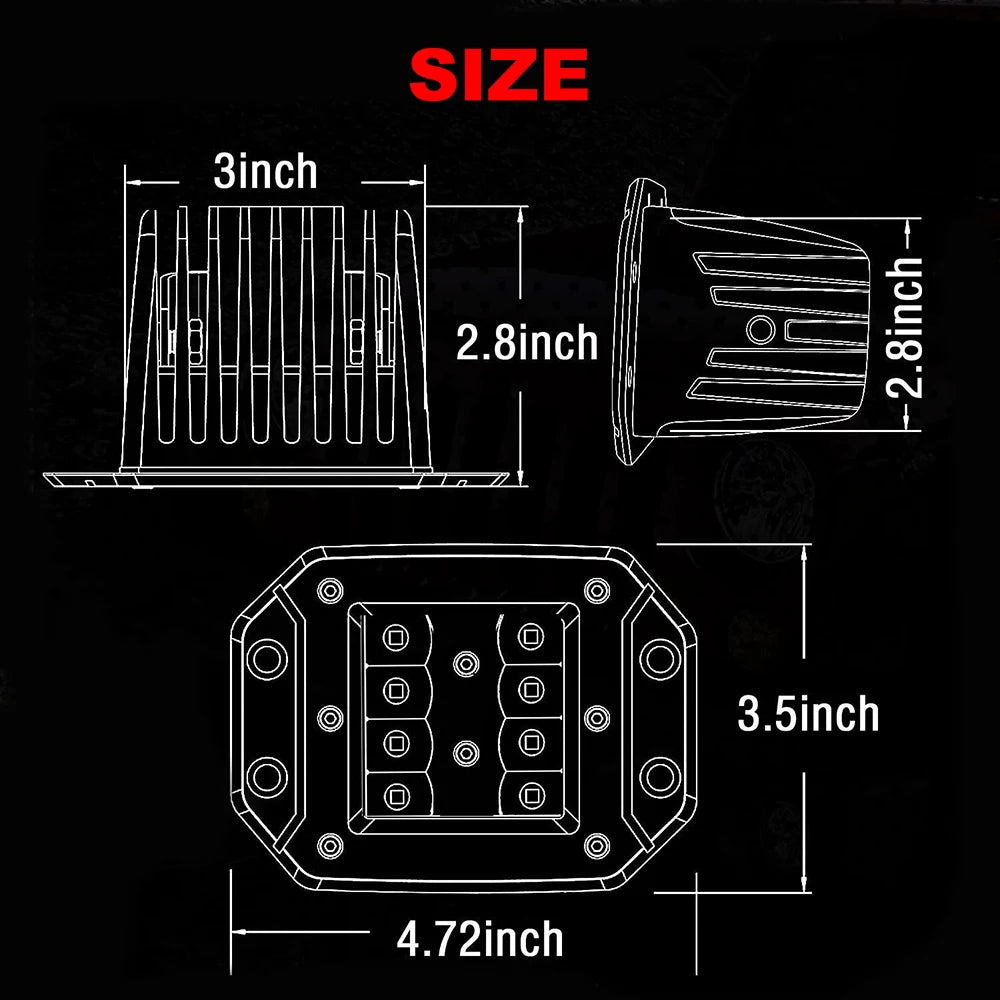 ANMINGPU 2x 5" Flush Mount LED Work Light Bar Off Road 12V 24V 40W Spot Beam LED Pods Light Bar for Car Truck Atv Jeep Headlight