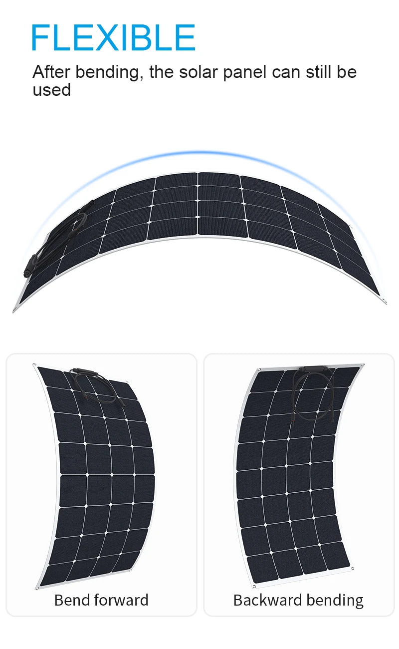 20W - 200W High efficiency SUNPOWER ETFE flexible solar panel  Professional automotive rv yacht solar panels Support for custom