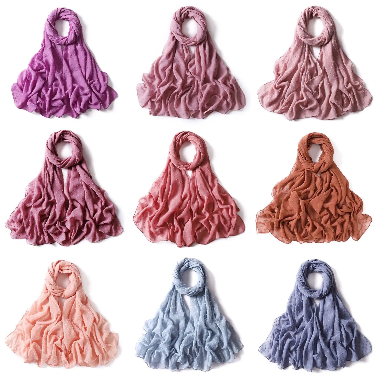 Fashion Scarf Solid Muslim Women's Hijab Scarves Chiffon Hair Ball Turban Ladies Hijabs For Head Female Long Wraps Headscarf