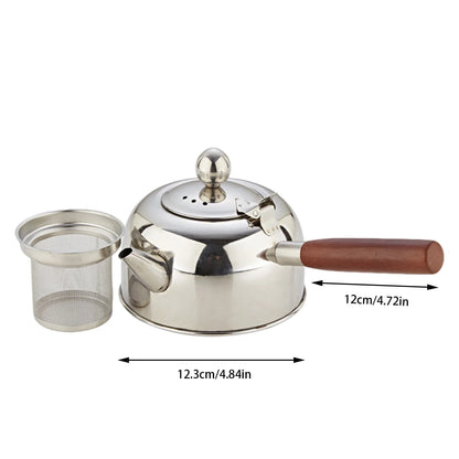 304 Stainless Steel Gongfu Tea Kettle With Induction Cooker Flat Bottom Pot Is Suitable For Brewing Hot Coffee Tea