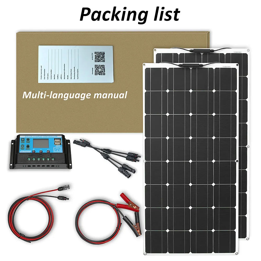 DGSUNLIGHT 100w 200w 12v portable Solar Panel Flexible 18V 800W plate CELLS Monocrystalline silicon