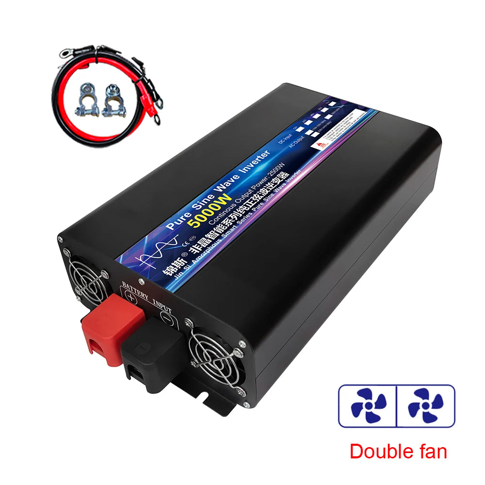 Inverter 12V 220V 2000W 3000W 4000W 5000W 24V Dc To 110V AC Pure Sine Wave Voltage Converter 12 220 Power Car Micro Inverter LCD