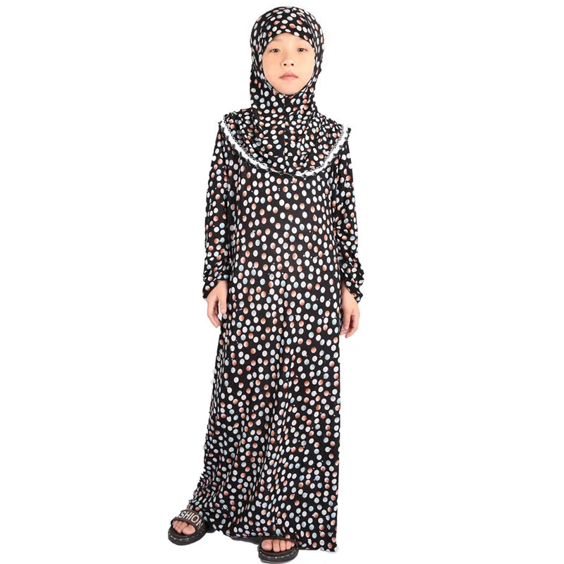 Islamic Clothing Girls Abaya for Children Child Hijab Muslim Prayer Dress for Kids Kaftans Ropa Arabe Mujer Ramadan Robe Dubai