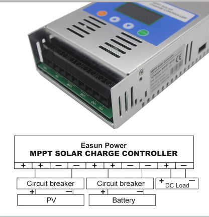 EASUN POWER 60A MPPT Solar Charge and Discharge Controller 12V 24V 36V 48VAuto for Max PV 190VDC Lead Acid Lithium Battery