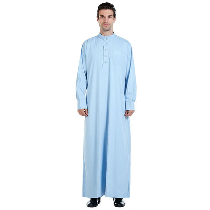 Mens Robe Long Sleeve Saudi Abaya Arabic Thobe Jubba Thoub Dubai Daffah Kaftan Middle East Islam Thawb Jubba Muslim Dress Caftan