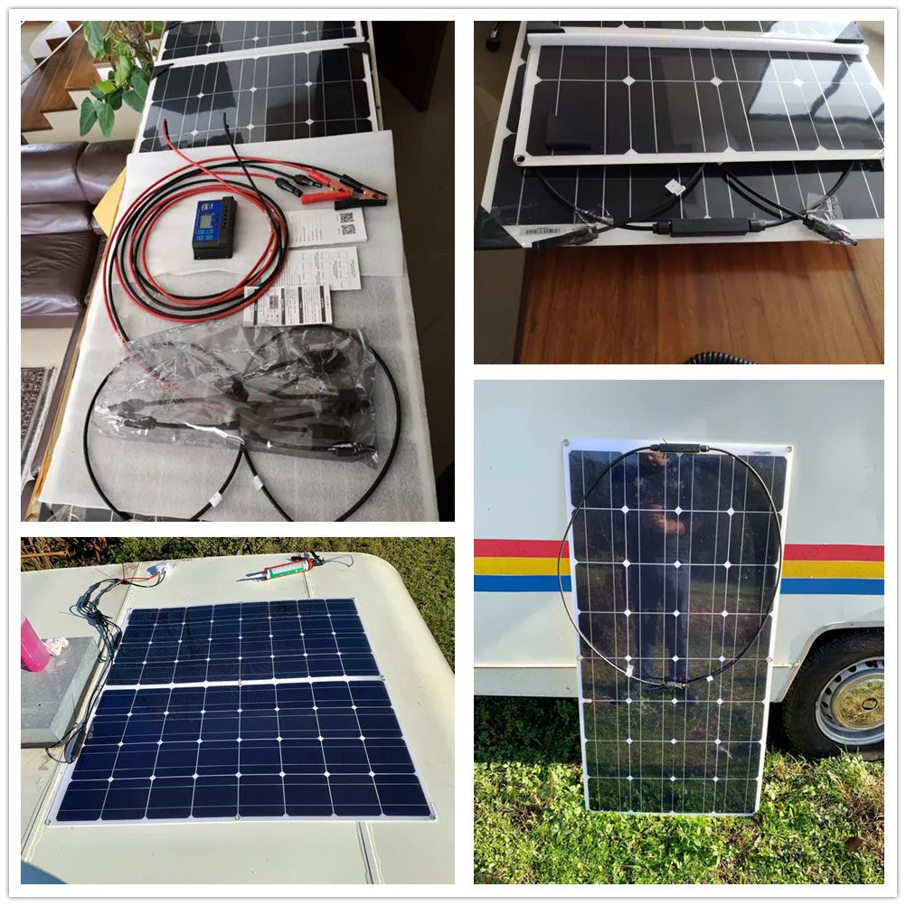 800W Flexible Solar Panel 100W 8PCS Waterproof 200W 300W 400W 500W 600W 1000W 12V Photovoltaic Solar Panel for Camping China