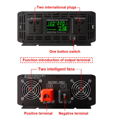 Pure Sine Wave Inverter DC 12V 24V 220V 4000W 5000W 8000W 10000W Inversor Voltage Converter 12 220 Power Car Solar Inverter LCD