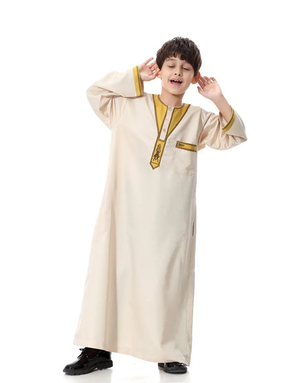 Eid Muslim Kids Abaya Jubba Thobe Dress Kimono Boy Thobe Thawb Caftan for Children Ramadan Long Robes Dress Dubai Arab 2025