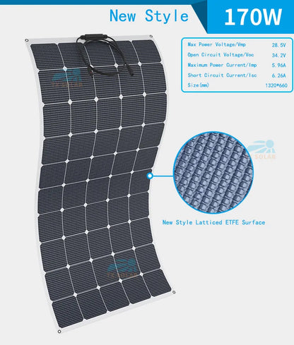 20W - 200W High efficiency SUNPOWER ETFE flexible solar panel  Professional automotive rv yacht solar panels Support for custom