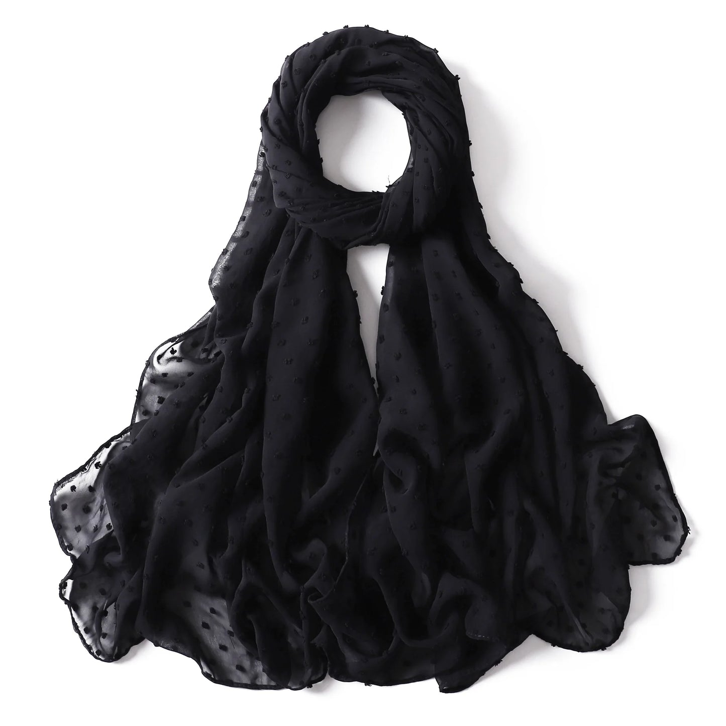 Fashion Scarf Solid Muslim Women's Hijab Scarves Chiffon Hair Ball Turban Ladies Hijabs For Head Female Long Wraps Headscarf