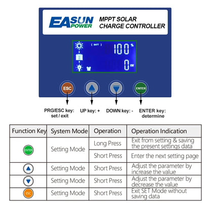 EASUN POWER 60A MPPT Solar Charge and Discharge Controller 12V 24V 36V 48VAuto for Max PV 190VDC Lead Acid Lithium Battery