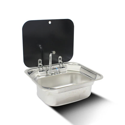 TYTXRV Caravan Accessories RV Sink Stainless Steel Hand Wash Basin Sink with Folded Fauce for RV Caravan Boat Kitchen