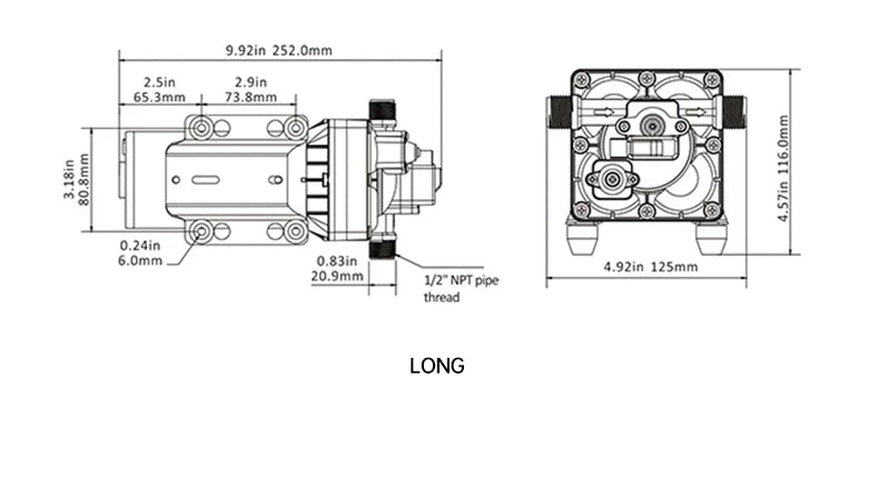 SEAFLO 42 Series Diaphragm Water Pump 3.0GPM 55PSI 12 Volts Electric Yacht Boat Marine RV Caravan High Pressure Supply 4 Chamber