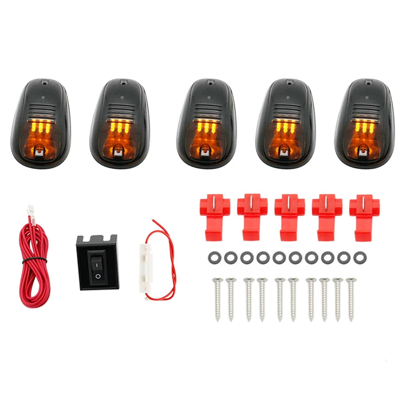 New Smoked 5 Pcs 12 LED Vehicle Car Cab Roof Running Marker Lights for Truck SUV Off Road Set Bulb Lamp Car Styling