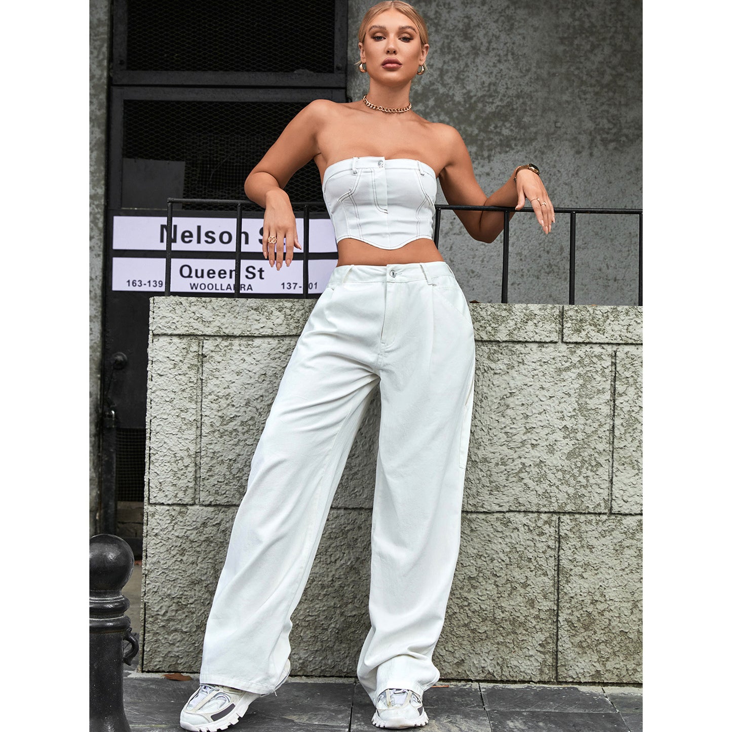 Women's Fashion Trendy High Waist Loose Denim Trousers