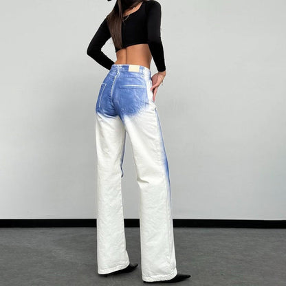 Contrast Color Trendy White Cow Trousers