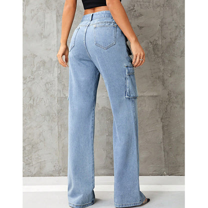 Women's Clothing High Waist Work Clothes Slimming Denim Trousers