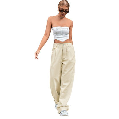 Women's Fashion Trendy High Waist Loose Denim Trousers