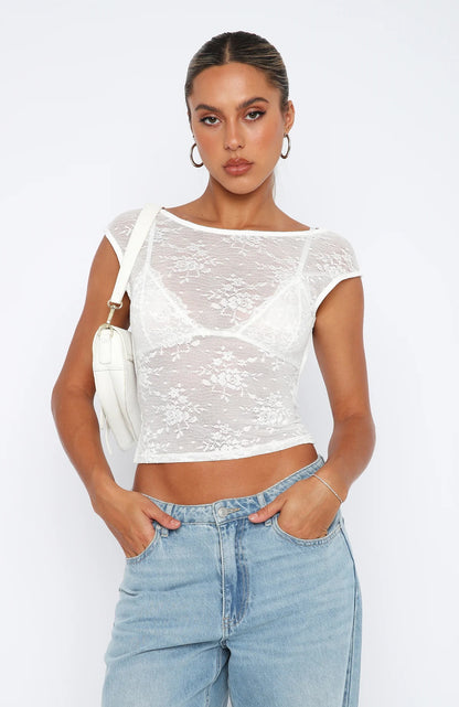 Women's Fashion Simple See-through Mesh T-shirt