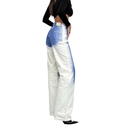 Contrast Color Trendy White Cow Trousers