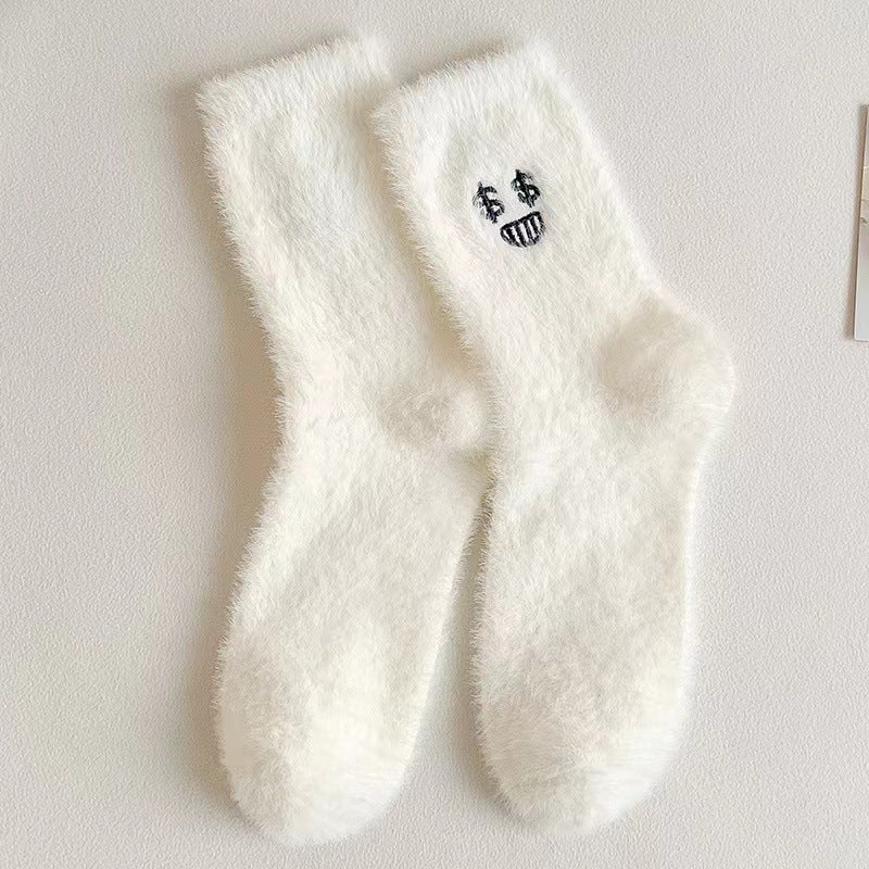 Women's Mid-calf Length Sock Cute Mink Fur Thick Winter Socks