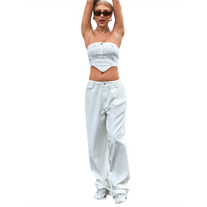 Women's Fashion Trendy High Waist Loose Denim Trousers