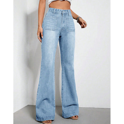 Women's Loose High Waist Denim Trousers