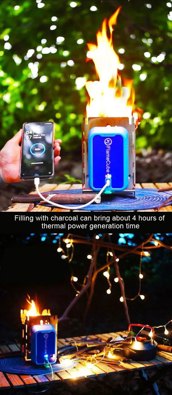 Outdoor Mini Portable Stainless Steel Fire Transformer, Camping, Garden, Picnic, Cooking, Folding, Windproof, Firewood, Power Generation, Heating Furnace, Emergency Charging, Survival Equipment