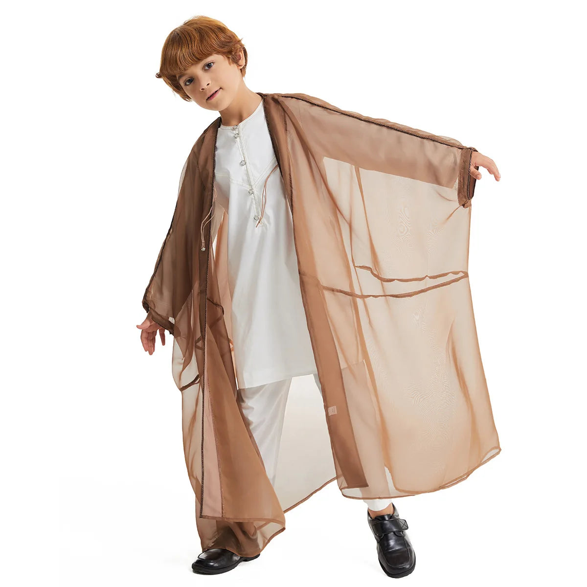 Eid Abayas for Boy Kids Kebaya Open Muslim Dress Kimono Abaya Turkey Arabic Islam Clothing Djellaba Robe Musulmane Jubba Thobe