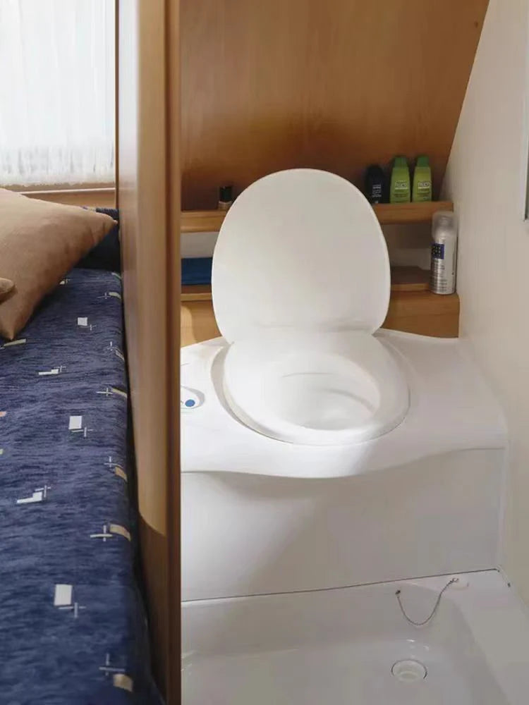 Campervan Rotatable Commode WC of Caravan with 4.54 Gallon Dirty Water Tank White Water Closet for Motorhome Campervan Commode