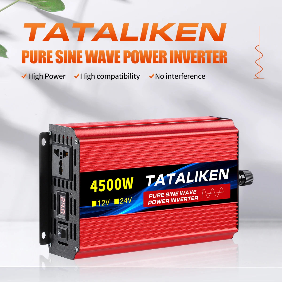 pure sine wave inverter 12V to 220V 1600W 2500W 3500W 4500W DC to AC voltage converter 12 220 mini-car power supply