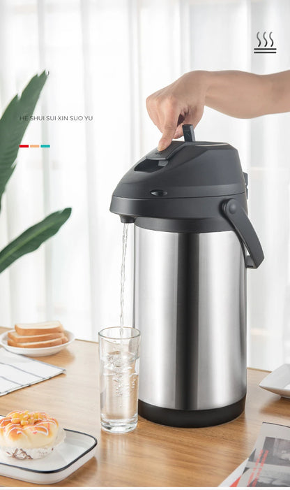 Stainless Steel Air Pressure Thermos Kettle Press-type Water Dispenser Large Capacity Office Household Water Vacuum Flasks