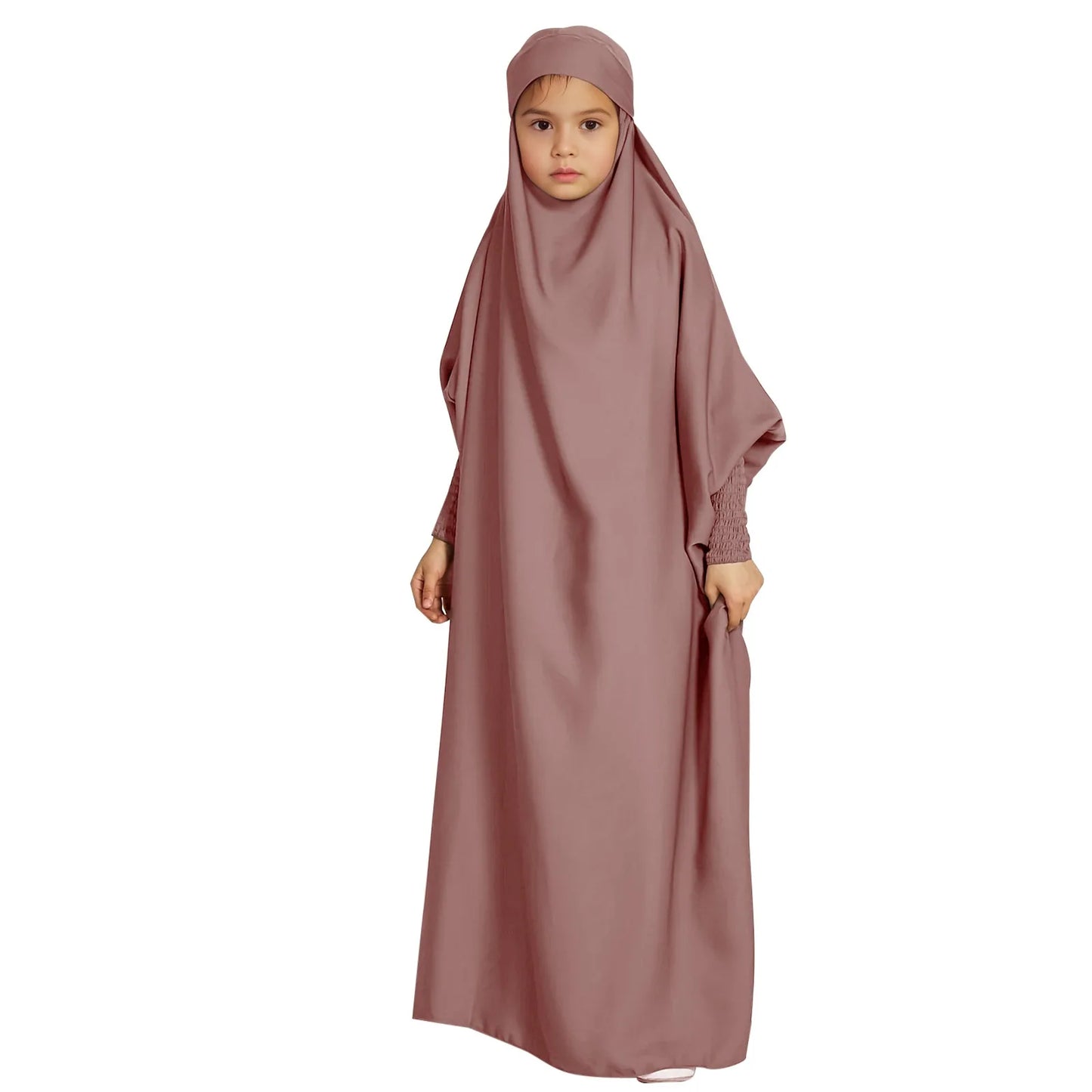 Ramadan Muslim Kids Girls Abaya Robe Solid Color Long Kaftan abaya enfant robes Dress Islamic Clothing Kids Clothes For Gift