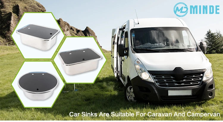 Hot Selling 304 Stainless Steel Camping Caravan Van Motorhome Round RV Sink Kit For Caravan,Camper Accessories