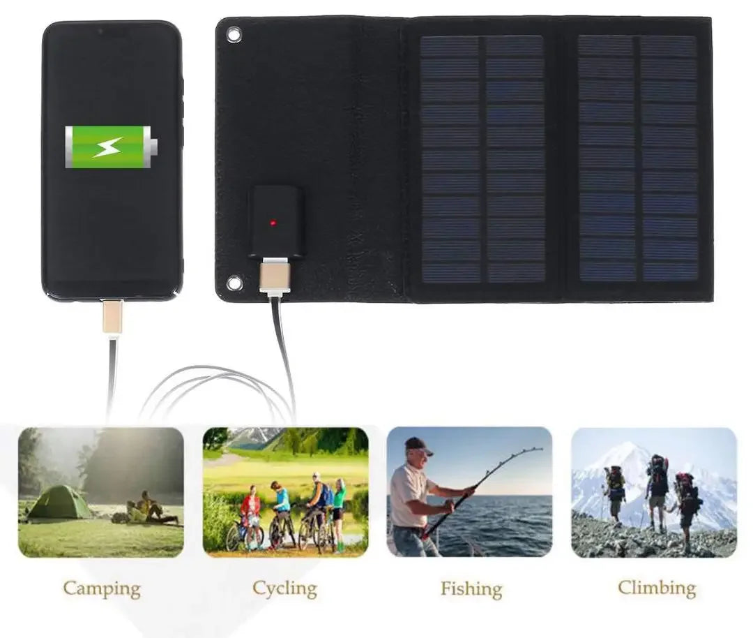 600W Fast Charging Foldable Solar  Panel USB 5V Mobile Black Solar Panel Outdoor Camping And Hiking Travel Power Bank