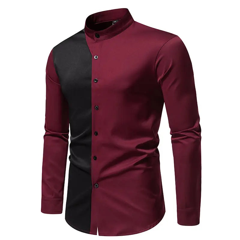 Mens Shirts Vinatge Goticos Masculino Luxury Autumn Patchwork Color Henley Collar Arab Dubai Muslim Dress Shirt Men Streetwear