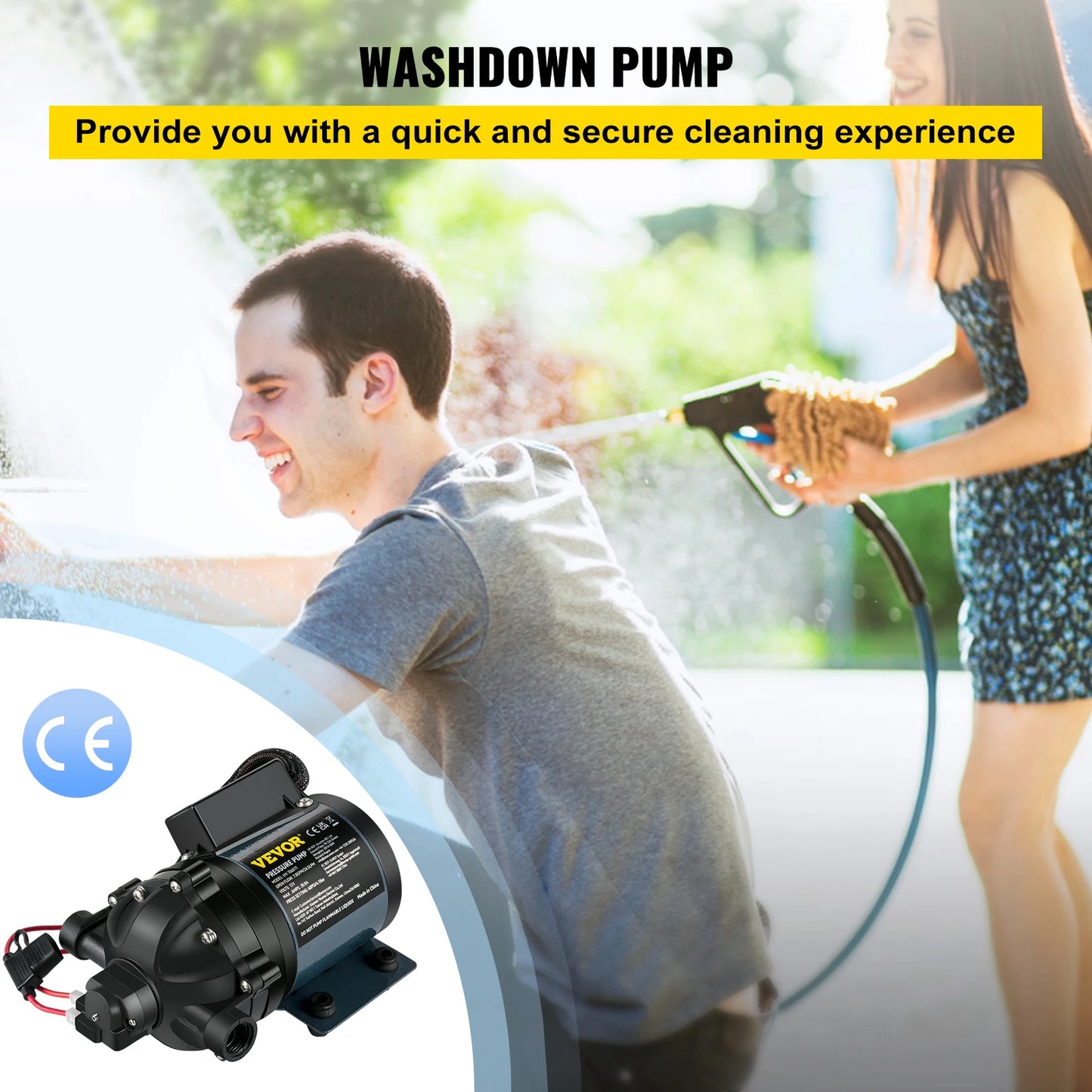 VEVOR Washdown Pump 12V RV Water Pump 7 GPM 60 PSI Max. 10 FT Lift Self Priming for Marine Deck, Yacht, Caravan Motorhome Boat