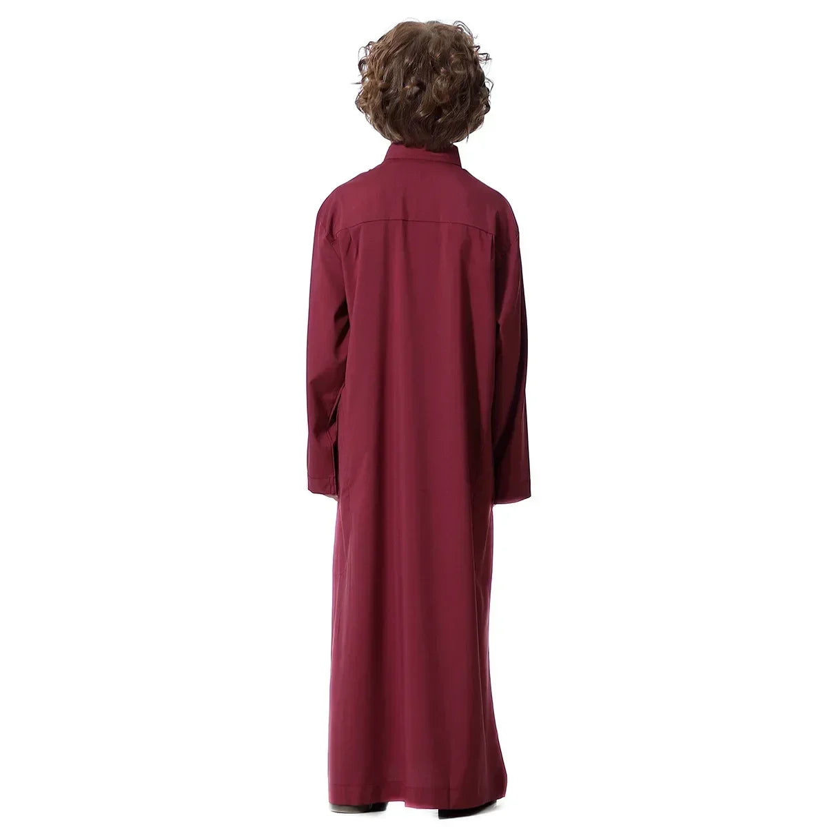 Solid Stand Collar Boys Kids Islamic Muslim Juba Kaftan Robe Arabian Dubai Qatar Children Long Dress Singel-Breasted Abaya Robe