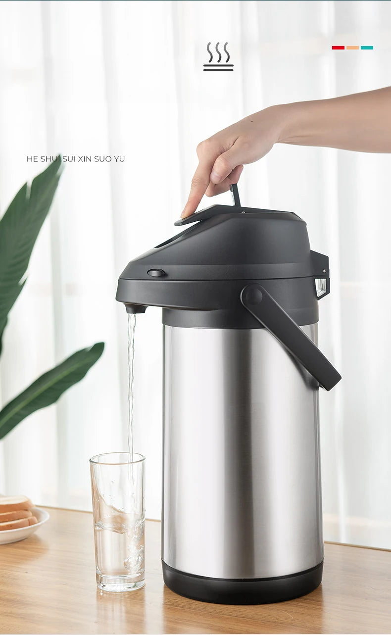 Stainless Steel Air Pressure Thermos Kettle Press-type Water Dispenser Large Capacity Office Household Water Vacuum Flasks