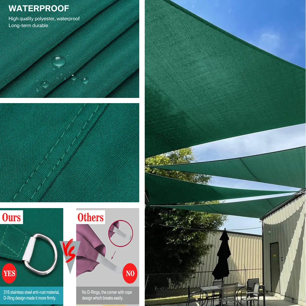 Waterproof Triangle Sun Shade Sail Canopy 98%UV Block Sun Shelters For Outdoor Facility&Activities Backyard Awning Camping Tents